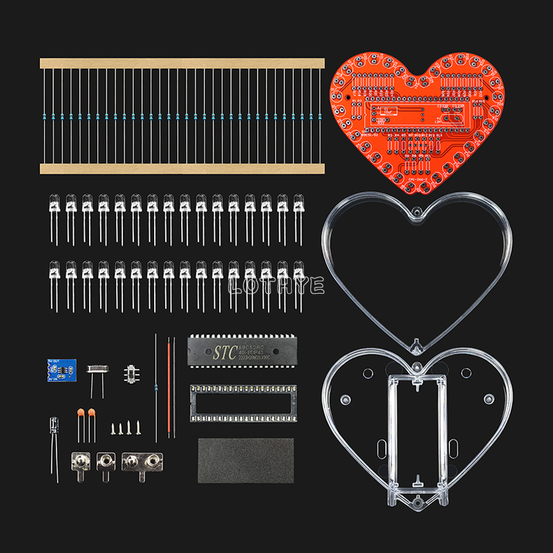 Diy Electronics Tool Kit - RGB Colorful Flowing Water Light Heart-shaped