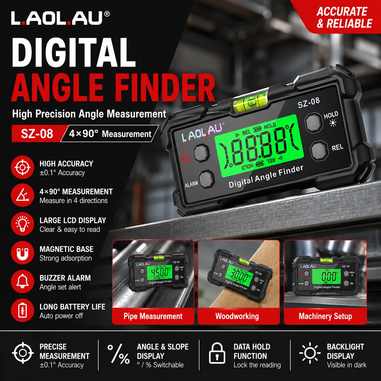 Diy Electronics Storage - Digital Angle Gauge With Level Bubble