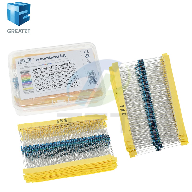 Resistor Kit 1 4W - GREATZT 600pcs/set 30 Kinds 1/4W Resistance