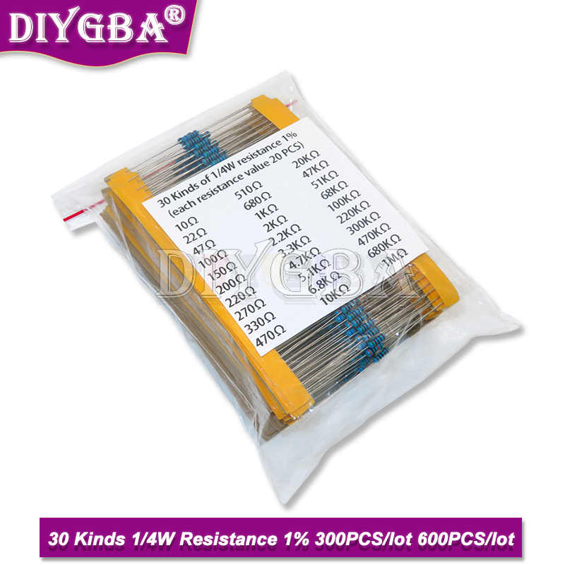 600PCS/Set 30Kinds 1/4W Resist - đánh giá và giá Resistor Kit 1 4W