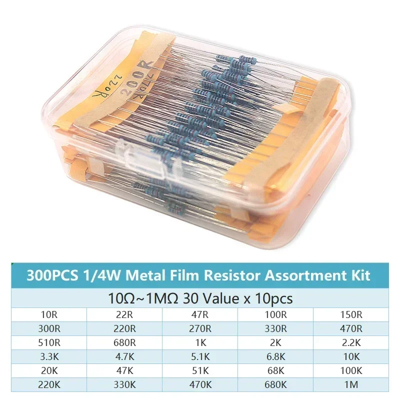 300/600PCS 30Values 1/4W Metal - đánh giá và giá Resistor Kit 1 4W