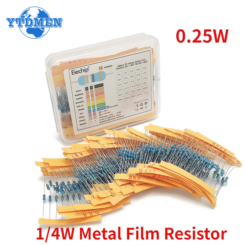 300-600PCS 1/4W Metal Film Res - đánh giá và giá Resistor Kit 1 4W