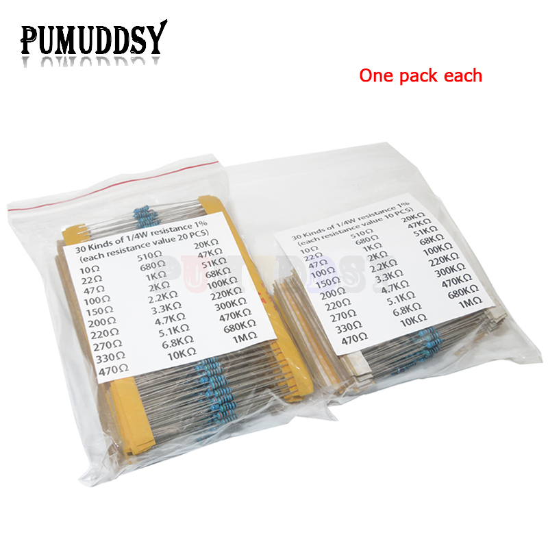 600pcs/set 30 Kinds 1/4W Resis - đánh giá và giá Resistor Kit 1 4W